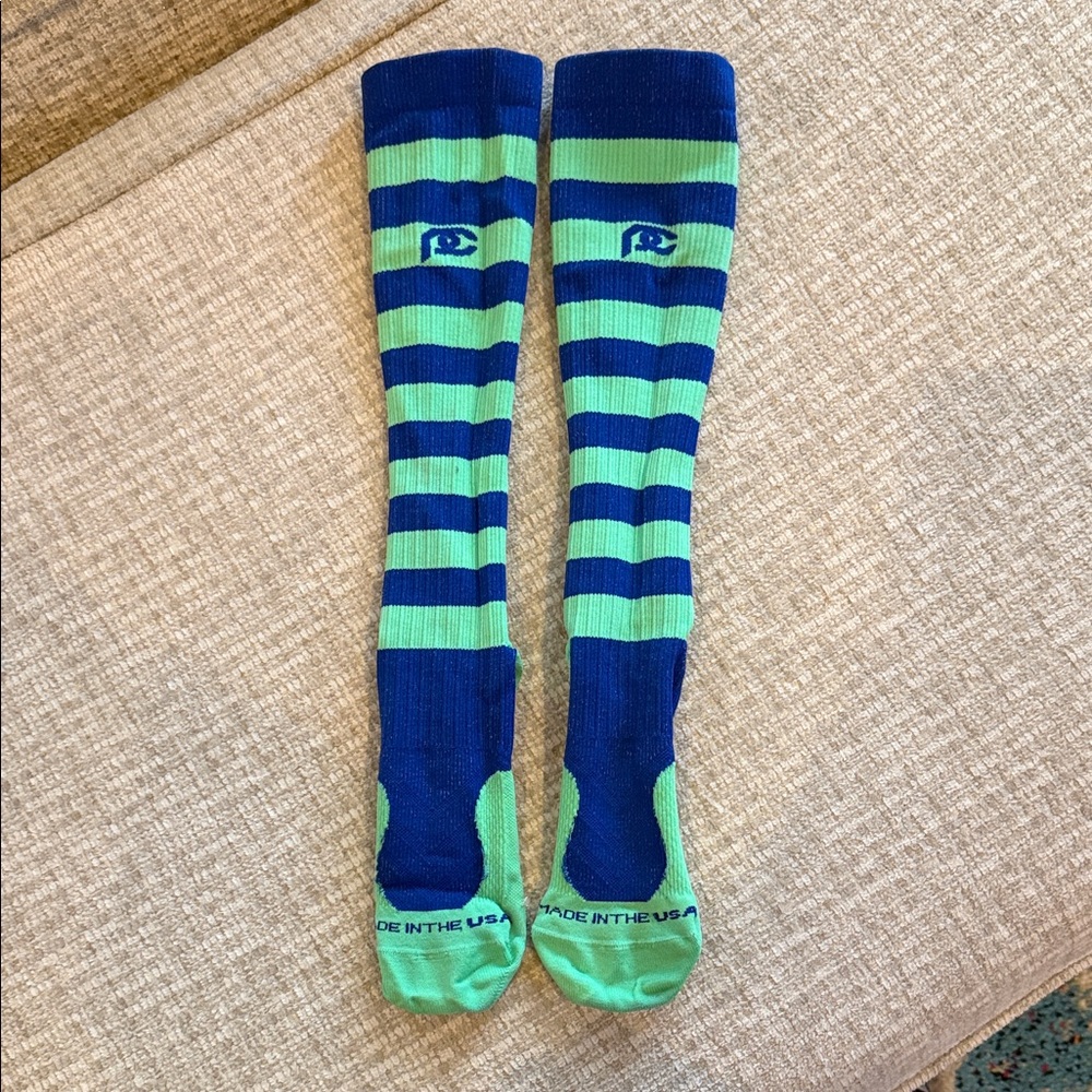 Stylish Blue and Green Striped Knee-High Socks